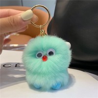 Gantungan kunci bola bulu Monster kecil lucu tas boneka mewah populer Internet untuk perhiasan gantung sebagai hadiah ulang tahun pacar