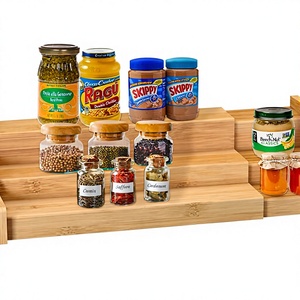 Étagère à épices extensible en bambou, organisateur de <span class=keywords><strong>cuisine</strong></span>, support à condiments en bois à 3 niveaux pour comptoir et armoire, support à épices personnalisé. - Product Image 1