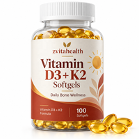Gélules de Vitamine D3 + K2 MK7 à Marque Blanche 5000 UI 125 µg – Complément pour le Soutien Osseux – Formule Personnalisée OEM