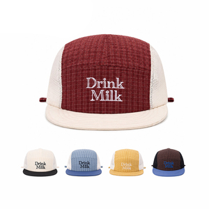Gorra de 5 Paneles con Diseño de Cuadros Personalizada OEM, Gorra de Malla Transpirable de Secado Rápido para Senderismo y Ciclismo al Aire Libre - Product Image 1