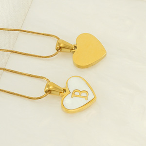Zogxin Heart Pendant Necklace Women's 18K Gold Plated Letter A B C Initials Stainless Steel Chain Everyday Wear - Product Image 3