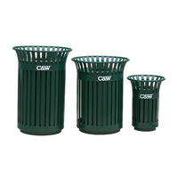 Poubelle ronde en métal résistante aux intempéries pour extérieur, poubelle de rue de 32 gallons, poubelle à déchets commerciale en acier