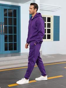 Setelan Olahraga 2 Potong untuk Pria: Hoodie Berlapis Fleece dengan Resleting 1/4 dan Celana Jogger dengan Manset Elastis untuk Gym, Lari, dan Latihan. - Product Image 3