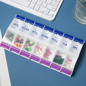 Boîte de rangement de pilules portable Uplus en gros, double rangée, bouton, rangement individuel des pilules, boîtes hebdomadaires <span class=keywords><strong>matin</strong></span> et <span class=keywords><strong>soir</strong></span> - Product Image 2