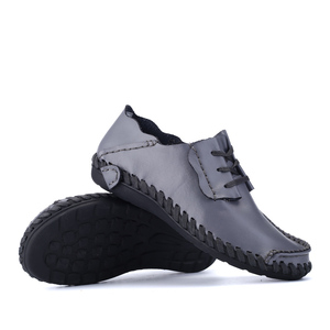 Chaussures plates en cuir véritable faites à la main, à lacets, mocassins décontractés pour hommes - Product Image 6