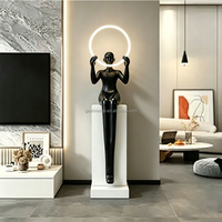Lampadaire LED en fibre de verre haut de gamme, sculpture humaine décorative pour hall, statue artistique, luminaire sur pied pour salles d'exposition et de vente