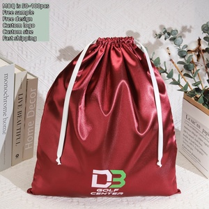 High Quality <b>Burgundy</b> Satin Drawstring Pouch with logo Personalized Satin Handbag Underwear <b>Socks</b> Drawstring Dust Bag - Product Image 2