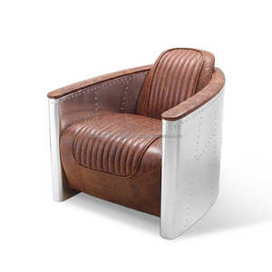 Sofá aviador de cuero auténtico negro Vintage de diseño de fábrica, sofá de Loft Industrial de 3 plazas, muebles hechos a mano, producto a granel - Product Image 2