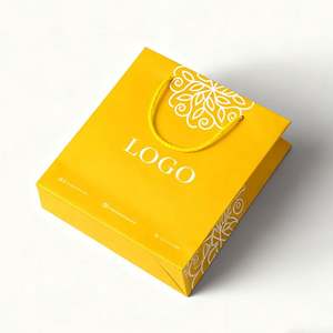 Bolsas de Papel de Regalo de Lujo de Color Amarillo Personalizadas para Cosméticos, Embalaje de Cartón Blanco para Venta al por Menor - Product Image 2