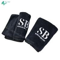 Offre Spéciale Logo brodé personnalisé, Gym sport, serviettes de cheveux pour le visage, séchage rapide, broderie noire, hôtel, microfibre, serviette de Salon