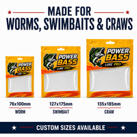 Bolsas de Embalaje Personalizadas de Plástico Suave para Señuelos de Pesca con Orificio Euro, Bolsas Resellables para Cebo de Gusano, para Embalaje Minorista de Swimbait