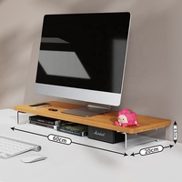 Support d'écran en bois avec support en acrylique, support de bureau ergonomique, étagère pour écran d'ordinateur, organisateur moderne pour le bureau