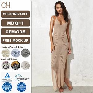 Abito lungo estivo casual <span class=keywords><strong>in</strong></span> <span class=keywords><strong>maglia</strong></span> senza maniche, stile europeo-americano, per vacanze e spiaggia, collezione autunno 2026 - Product Image 1