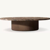 Table basse de luxe Emperador avec socle rond en marbre et pied en bois