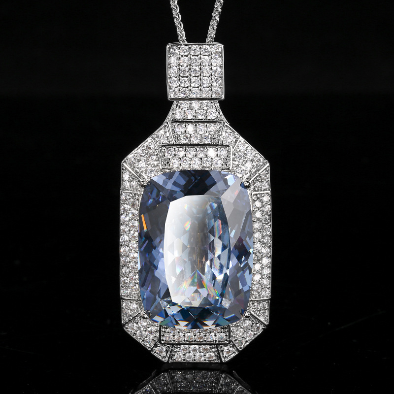 White Blue plated pendant with Chopin chain