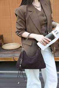 Sacs à main en daim et cuir véritable pour femmes, sacs à bandoulière, prix d'usine, sacs personnalisés pour femmes, fournisseur en gros - Product Image 5