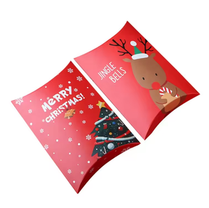 Boîte <span class=keywords><strong>d</strong></span>'oreiller en papier kraft de Noël personnalisée petites boîtes de papier cadeau, boîtes de faveur de bonbons - Product Image 4