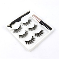 Fournisseur de gros OEM ODM ACCEPTÉ Cils en cheveux synthétiques moelleux de 25mm ensemble avec eyeliner et pince à épiler