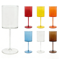 Gobelet à vin rond rouge en plastique PS incassable, design moderne et luxueux, capacité de 15 oz, pour les occasions de mariage et de fête