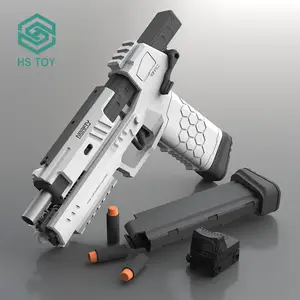 HS Soft Bullet Gun Toys Gecko EVA Shooting Gun Glock Metal Pistol Foam Dart Blaster Toy Pistol Model For Adults Boys Girls