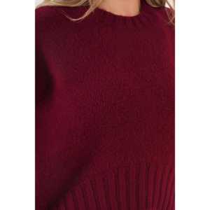 Wholesale <b>Burgundy</b> Merino Wool Crew Neck D-Cut <b>Cardigan</b> Floral Pattern Casual High Quality Sweater for Autumn Winter Hooded - Product Image 3