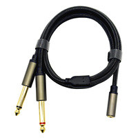 Câble répartiteur audio double 3.5 pouces 1/4mm plaqué or 1/8 \ "TRS femelle 6.35mm TS Mono mâle tressé câbles audio vidéo stéréo