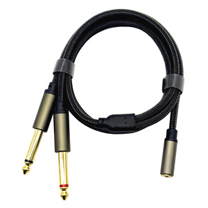 Cable divisor de Audio dual de 3,5 pulgadas de 1/4mm chapado en oro 1/8 \ "TRS hembra 6,35mm TS Mono macho enchufe trenzado estéreo <span class=keywords><strong>Video</strong></span> Audio Cables - Product Image 4