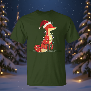 T-shirt graphique animalier avec lumières de Noël Fox, unisexe pour adultes - Product Image 3