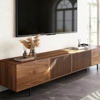Mueble para TV Extra Grande con Gabinetes de Apertura por Presión, Gestión de Cables y Acabado de Madera Moderno para el Hogar