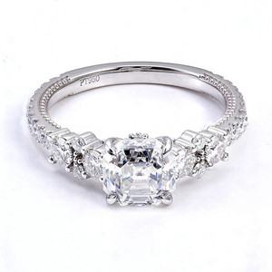 แหวนเพชรแท้ 2.5 กะรัต รับรองโดย NGTC แหวนแพลตตินัม PT950 แหวนหมั้นหรูหรา ทรง Asscher Cut โมอิสซาไนต์ แหวนแต่งงาน - Product Image 3