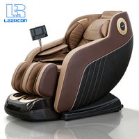 Fauteuil de massage intégral LEERCON AI texturé noir avec panneau doré, matelassage losanges blancs, zéro gravité, chauffant, rail SL