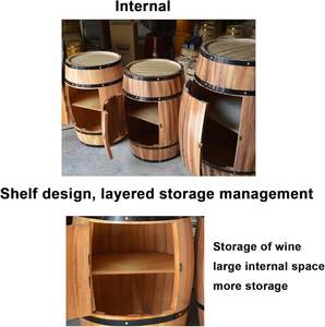 Mueble de Madera Maciza de Roble para Botellas de Vino y Whisky con Puerta con Cerradura, Barril Decorativo para <span class=keywords><strong>Bodega</strong></span>, Estante de Madera para Botellas de Vino - Product Image 3