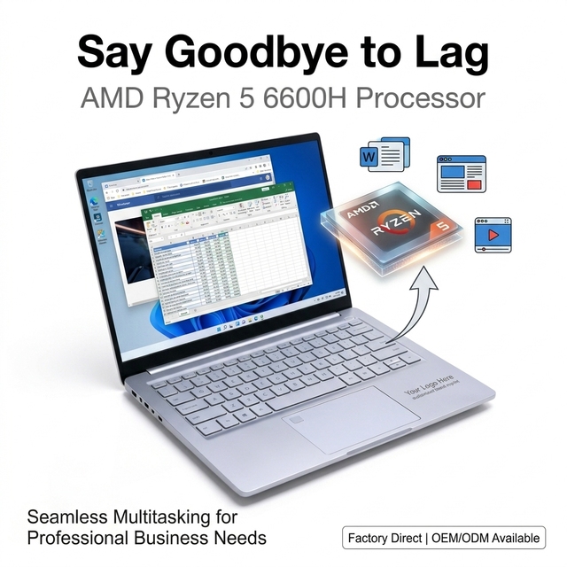 OEM/ODM Service  14.1-inch Screen 2240 X 1440 Screen Resolution Ryzen 5 6600H Processor  Lightweight Business Laptop Computers