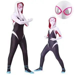 Оптовая продажа колготки Карнавальный костюм "Человек-паук" для женщин и маленьких девочек Детский костюм Гвен одежды с человеком-пауком