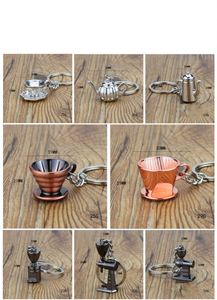 Llavero de metal 3D con diseño de café, accesorios de estilo herramienta de café (tamper, portafiltro, jarra de leche, hervidor) y herramientas de té - Product Image 6