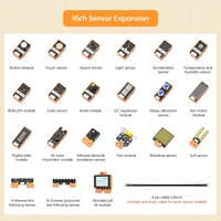 Kit Hiwonder ESP32+Capteurs pour blocs de construction électroniques et voitures robots programmables, avec module IA WonderLLM