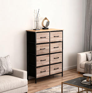 Armoire de rangement à double rangée pour chambre à coucher, organisateur avec cadre <span class=keywords><strong>en</strong></span> métal, coffre avec 8 tiroirs <span class=keywords><strong>en</strong></span> tissu non tissé - Product Image 1