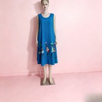 Robe longue ample décontractée pour femme, imprimé ethnique africain, sans manches, idéale pour l'été et les vacances à la plage - SJ015 (3,65 $)
