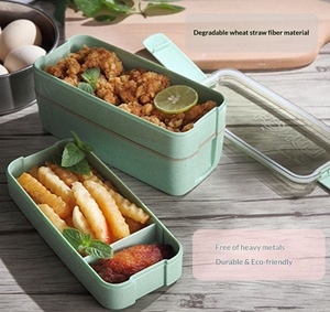 Wholesale Wheat Straw Student <b>Lunch</b> <b>Box</b> Multi-layer Bento Plastic Fresh-keeping Can Be Heated in Microwave Oven - Product Image 2