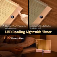 Lampu Buku untuk Membaca, Dapat Diisi Ulang, Timer LED, Panel Datar, Perlindungan Mata Seluruh Halaman, Lampu Baca Malam di Tempat Tidur, Lampu Baca LED