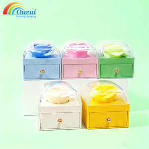 Ourui Rectangle Jewelry Box with Velvet Interior and Rose Design for Valentine's Day Gift Packaging - Product Image 3
