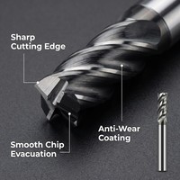 Fraise à queue en carbure durable de 6 mm à 4 cannelures, revêtement TiAlN, HRC65, OEM pour l'usinage CNC de l'acier et des alliages