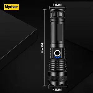 Myriver Led Zaklamp Usb Xhp50 Meest Krachtige Tactische Zaklamp 18650 Of 26650 HeldereWaterdichte Zoomハンドランプ