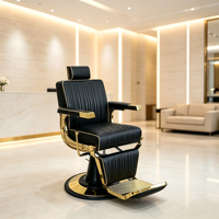Fauteuil de Barbier Hydraulique Doré pour Salon de Coiffure et Barbier