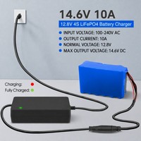 Chargeur de batterie Lifepo4 14,6 V 10 A, mode de charge CC CV pour packs de batteries Lipo LFP 4S 12 V 12,8 V, chargeur de batterie Lifepo4 14,6 V 10 A