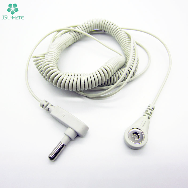 Customized Pure Copper Earthing Lead PU Coil Cord Grounding Cable Accessory 4mm Female Snap Grounding Coil Cord Cable