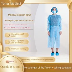 ثوب عزل أزرق غير منسوج للاستعمال مرة واحدة قابل للتنفس طارد للماء أصفاد ملولبة للارتداء العكسي PP25G تصدرت - Product Image 4