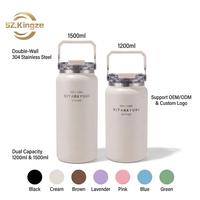 Bouteille d'eau isotherme personnalisée Kingze, grande capacité 1200 ml 1500 ml, en acier inoxydable, thermos, tasse de voyage pour café en plein air