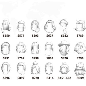 18 스타일 헤어 조립 맞춤형 헬멧 빌딩 블록 MOC 플라스틱 ABS 호환 벽돌 DIY 헬멧 모델 장난감 블록 세트 - Product Image 1