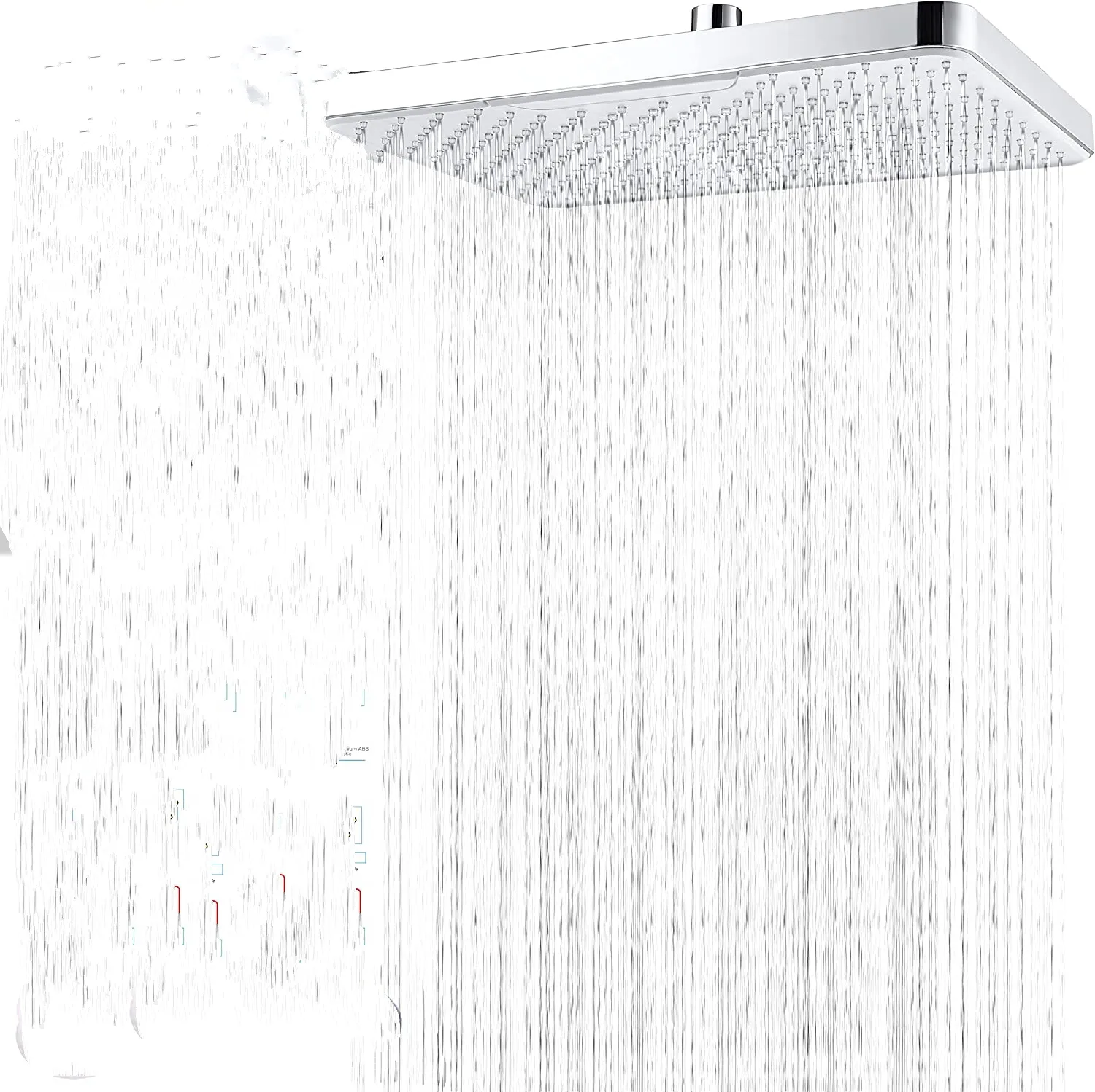 Chrome Plated 12 Inch Rectangular Rain Shower Head Ceiling Wall Mount Head Shower Large Coverage Matte Black